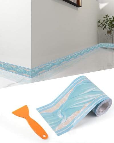 FBBULES PVC Bordüre Selbstklebend Tapetenbordüre Wandtatoo Natürlicher Stil für Küche Badezimmer Wandaufkleber für Decken Boden Wand Dekoration