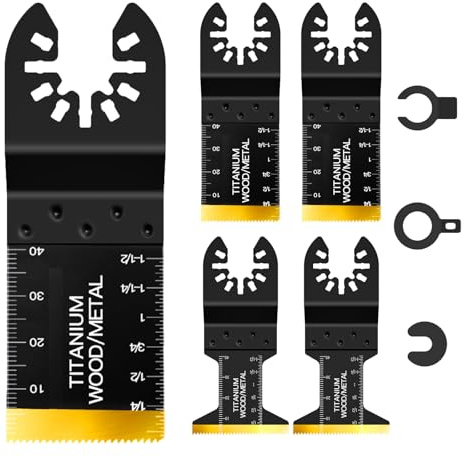 KINGARDEN 8 cuchillas oscilantes de titanio, cuchillas multiherramienta universales profesionales para corte de madera de metal suave, kits de cuchillas multiherramienta para Makita Dremel y más