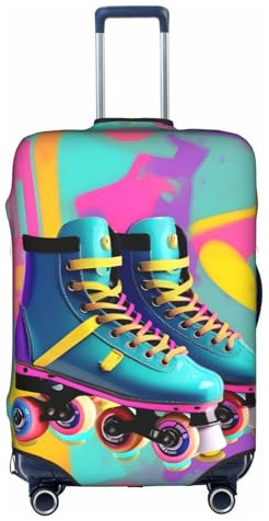 YHBLYKXP Retro Colorful Roller Skates stampa Trolley caso copertura protettiva, moda valigia Protector Fits, cerniera nascosta, bianco, Medium