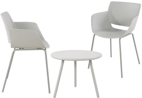 CLP Gruppo di sedute Berena per Il Giardino I Set Composto da Tavolo Berea e sedie Alpena I Set da Esterno Resistente alle intemperie, Colore:Grigio Chiaro, Contenuto del Set:2 sedie