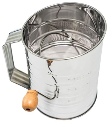 Liuer Puderzuckerstreuer, Mehlstreuer Puderzuckermühle Mehlsieb,Feinmaschig, Edelstahl, mit Kurbel Puderzuckerstreuer für Mehl,Zucker,Kakaopulver