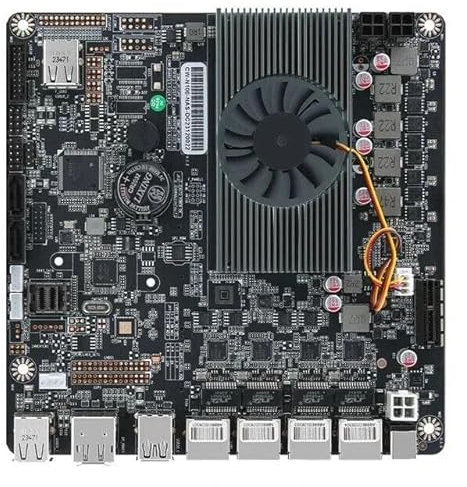 HKUXZR Alder Lake-N-DC Power N305 Carte mère industrielle NAS 8 cœurs 8 fils Processeur faible puissance 4 x 2,5 G i226 fente M.2 6 x SATA DP HDMI 2.0 PCIE × 1 DDR5 Mini ITX, avec SFF 8643