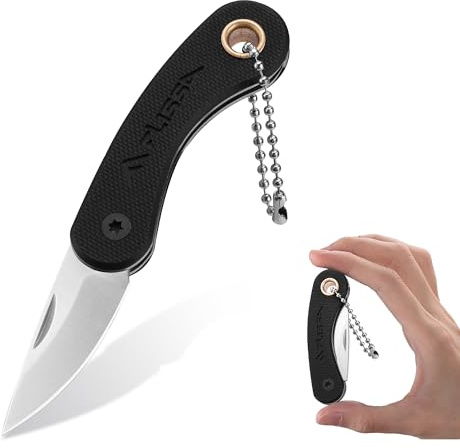 FLISSA Mini Coltello Tascabile, Coltello a Serramanico con Manico in G10,Lama in Acciaio INOX 5CR15MOV, Finitura CNC, Taglierino Portatile, EDC per Uso Quotidiano e Attività Outdoor