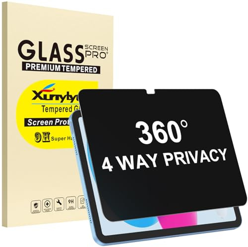 XunyLyee 360° 4-Wege Sichtschutz für iPad A16 11./10. Gen Anti-Spy Folie | (11/10.9 Zoll 2025/2022), Privacy Panzer Schutz Glas Folie Displayschutz, 4-Wege Anti-Spy Schutzfolie