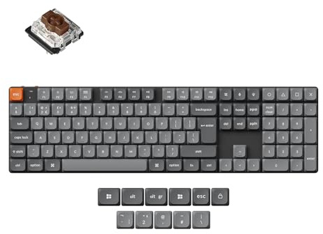 Keychron K5 Max Ultra-Slim Wireless Custom Mechanical Keyboard, QMK Programmable, Bluetooth/2.4 GHz/Wired with White Backlight Low Profile Gateron Brown Switch for Mac Win Linux - UK Layout