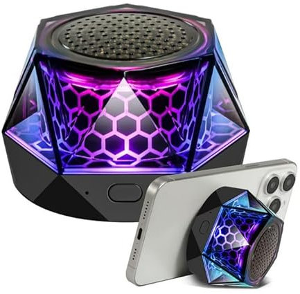 mumisuto Altoparlante Bluetooth Magnetico G300, Altoparlante Wireless Bluetooth Portatile 2 In 1 E Supporto Magnetico Per Telefono, Con Luce Colorata Multi Rgb, Per Viaggi All'Aperto, Campeggio