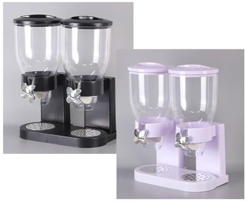 mophrati Convenient Double Cereal Dispenser Dual Food Storage for Home Pantry Cereal, White