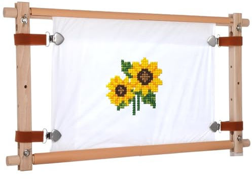 Deskium Embroidery Tapestry Scroll Frame In Beech Wood, 21.5 X 12 Inches Cross Stitch Frame, Quilting Hoop Stand, Needlepoint Wood Frame, Ideal For Sewing Projects