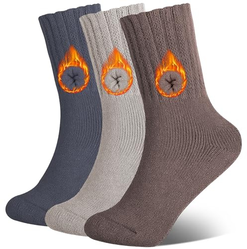 Aullwyr Calcetines Termicos Mujer 3 Pares - Invierno Calcetin Calentitos Algodón Calientes Gruesos Para Trabajo Trekking EU 35-42