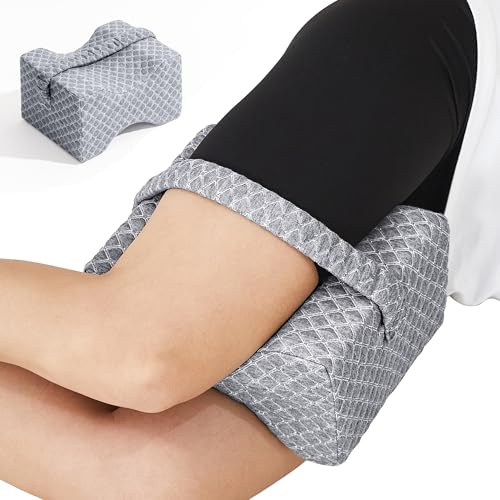 Werwing Oreiller de genou en mousse à mémoire de forme de qualité supérieure pour les personnes dormant sur le côté – Coussin de soutien des jambes pour sciatique, soulagement des douleurs aux hanches