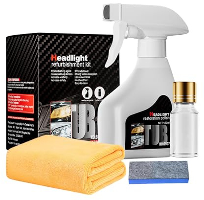 Headlight Restoration Kit for Yellowed & Cloudy Headlights, Headlight Cleaner Fluid with UV Protection, Car Headlamp Repair Kit for All Vehicles, Easy Spray-On Application (1)