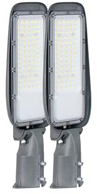 LUXULA 2 Stück LED Straßenlaterne 30W, 3000K Warmweiß, IP65, Grau | IP65, für Mast- und Wandmontage, wetterfeste Außenbeleuchtung für Hof, Parkplatz und Wege, Straßenbeleuchtung, Grau