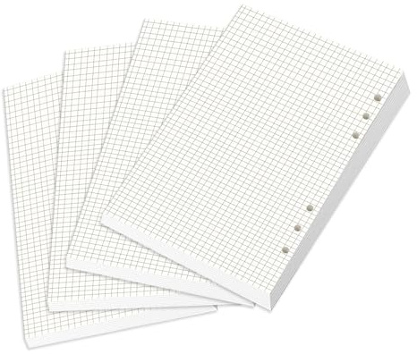4 Packungen A5 Nachfüllpapier Gepunktet, 180 Blatt/360 Seiten 6 Löcher Ringbucheinlagen A5 Gitter Ringbuch Nachfüllbar Papier für Ringbücher Notizbuch Skizze Tagbuch Malerei