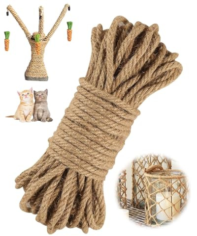 FUGLUS Hanfseil, Juteseil 10 m 6 mm, Bindegarn,Drehbinder,strick rope,kordelband,seile, Natur Tau Seil Kordel, Juteschnur Bastelschnur für Garten,Bündeln,DIY Kunsthandwerk und Dekoration