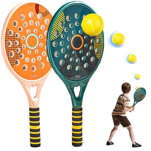 Set di racchette da tennis, racchetta da beach tennis impermeabile con foro d'aria, racchette da paddle 18, 1x8, 7 con manico antiscivolo, con pallone da spiaggia elastico bomboniera
