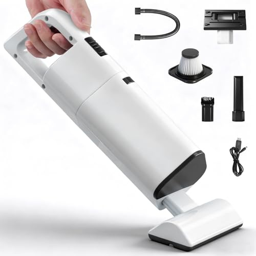 RITHRY Vincitore del test della batteria, aspirapolvere manuale a batteria, 20000Pa, aspirapolvere portatile per auto, senza fili, con filtro HEPA, mini piccolo aspirapolvere ricaricabile, leggero per