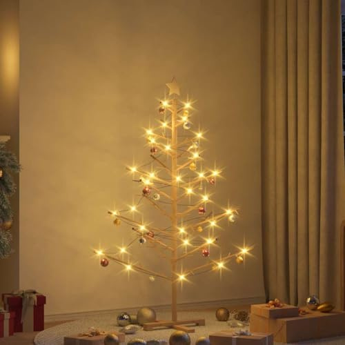 Árbol De Navidad De Madera Natural 150 Cm con Soporte Resistente, Diseño Minimalista y Elegante, Arbol De Navidad Artificial, Christmas Tree, para Interior y Exterior, Árvores De Natal