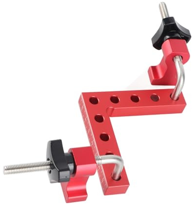 Socobeta Woodworking Right Angle Jig, Durable 90° Positioning Square Clamp Tool for Precise Wood Projects, Woodworkers, 2 Sets Aluminum Alloy, Red, Imperial Measurement, Ideal for Boxes and Photo