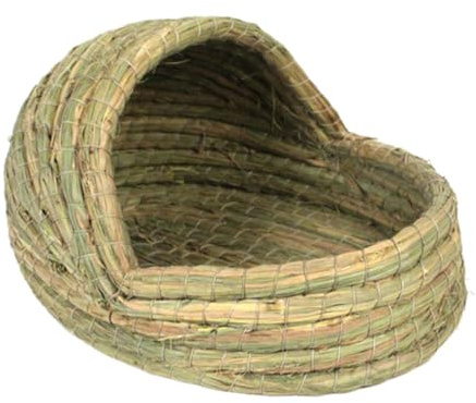 Hasenbett – Stroh-Schlüpfhaus für Kleintiere | Natürliches Strohmaterial mit Nest-Design, Hasenhaus, für Hühnerkäfig, Stall, Lebensraum-Zubehör