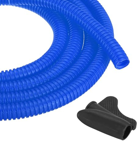 sourcing map 3/8 Inch 20ft Split Wire Loom Tubing, Flexible Cord Protectors with Installation Tool Cable Management Sleeve Conduits Cover for Office Home Electrical Automotive Wires, Blue