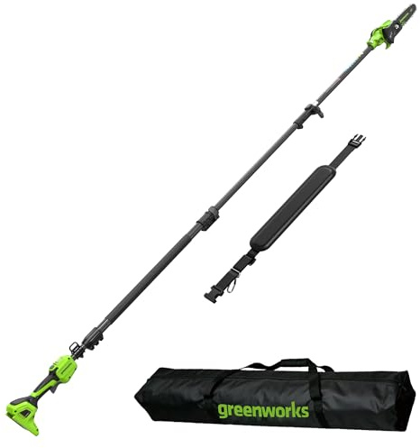Greenworks 24V Sierra Telescópica de Altura Inalámbrica, Velocidad de Corte 20m/s, Podadora de Árboles a Batería Sin Escobillas con Hoja 20cm y Sistema Autoaceite para Podar Árboles, Solo Cuerpo