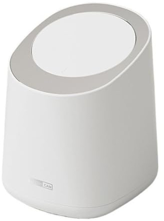 LiQENT-149 poubelle de cuisine Poubelle de bureau, mini poubelle comptoir avec couvercle type presse, petite corbeille en plastique for table basse, chevet, dessus vanité salle bain(Ivory White)
