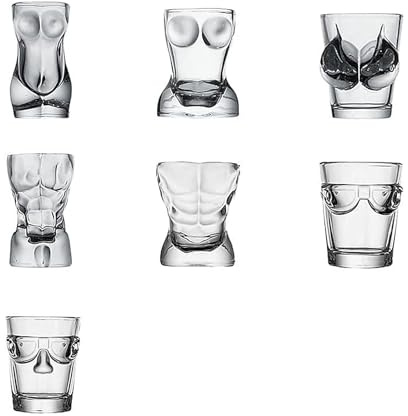 Hitchuey 7 Vasos Pequeños Para Licores, Vasos Para Whisky, Copas De Vino, Vasos Pequeños Para Licores Estilo Arte Humano Adecuados Para Tequila Y Vodka, Perfectos Para Fiestas, Bares Y Festivales