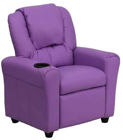 Flash Furniture Vinyl Kids Recliner, Cup Holder, Lavender