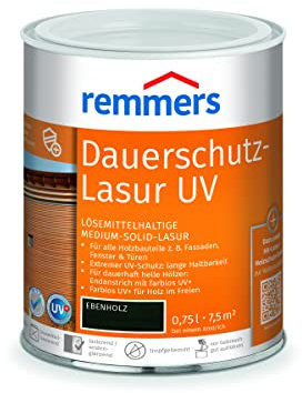 Remmers Dauerschutz-Lasur UV ebenholz, 0,75 Liter, Holz UV-Schutz für außen, auch für helle Farbtöne und farblos UV+, blockfest, wetterbeständig