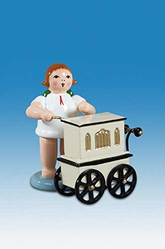 Rudolphs Schatzkiste Holzfigur Engel mit Drehorgel ohne Krone Höhe 6cm NEU Holzengel Instrument Seiffen Erzgebirge Figur Dekoration Holzfiguren Weihnachten Fensterschmuck Spielzeug Deko