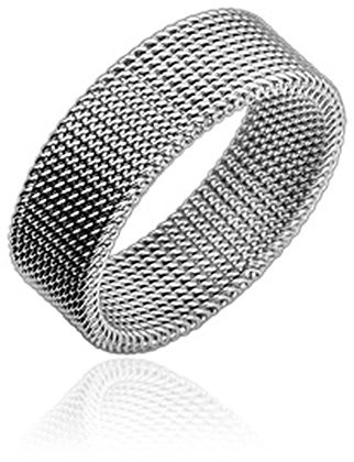 Bungsa Flexibler Ring Maschen Edelstahl Silber für Damen & Herren 49-70 (Fingerring Schmuckring Modering Mesh Partnerringe Frauen Männer Chirurgenstahl)
