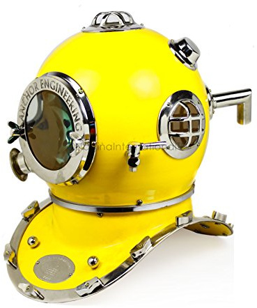 Nagina International 45 cm Scuba Diving Nautical Helmet | dekorativ hjälm för havsfartyg (45 cm, nickelgul)