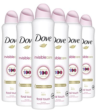 Dove Invisible Care Anti-perspirant Aerosol pack of 6 with ¼ moisturising cream deodorant that leaves no white marks 250 ml