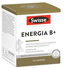 SWISSE Energia B+ - Multivitaminico Completo Donna e Uomo con Vitamine e Minerali per Riduzione Stanchezza e Affaticamento e Supporto al Normale Metabolismo Energetico, Made in Italy, 50 Compresse