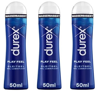 Durex Play Feel Gleitgel - pH freundliches Gleitmittel auf Wasserbasis für Frauen, kondomgeeignet, geeignet für vaginalen oder Solo-Sex 150 ml (3 x 50 ml)