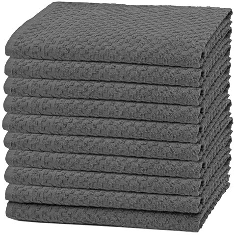 ZOLLNER 10er Set Geschirrtücher Baumwolle in 45x60 cm - saugstarke und langlebige Küchentücher - waschbar bis 60°C – in grau - Gastronomiequalität - Oeko Tex® Zertifiziert