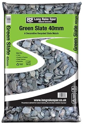 Suregreen Green Slate Chippings | 40mm | 20kg | Aggregates, Garden Pebbles, Garden Chippings, Driveway Stones/Sealer