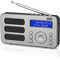 Radio Portátil Recargable FM Dab RNT - August MB225 - Pequeña Radio Digital Estéreo Portátil Digital con Batería Alarma Poste 40 Presintonías y Toma de Auriculares (Gris)