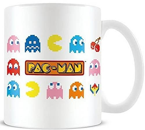 Pac-Man Kaffeetasse in Geschenkbox (Pac-Man Symbole Design) 11oz Keramiktasse - Offizielles Lizenzprodukt
