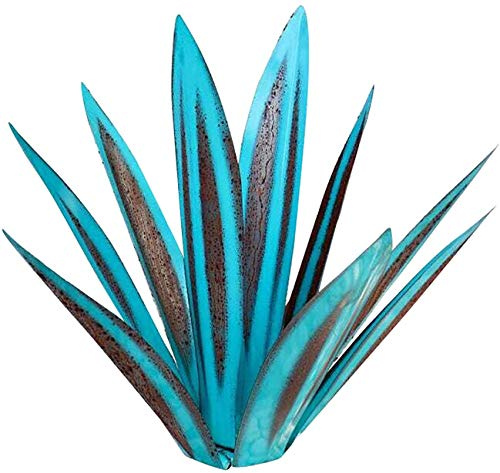 Agave Plant Metal Garden Ornaments Fai da Te Yard Scultura Decorazioni per la casa, Piante Agave per Patio Esterno,Sky Blue,35cm