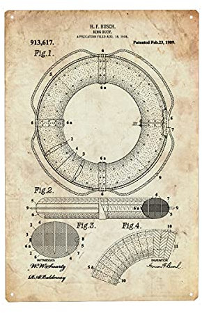 artboxONE Metall-Poster 30x45 cm Reise Rettungsring Patent (Antik) von Künstler Artkuu