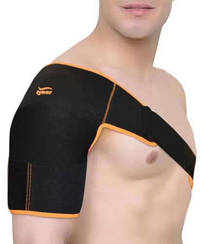 TYNOR Schulterbandage für Damen und Herren, Schulterstütze bei Rotatorenmanschettenrissen für den linken/rechten Arm, Schulterkompressionsmanschette bei Gelenkschmerzen – Einheitsgröße