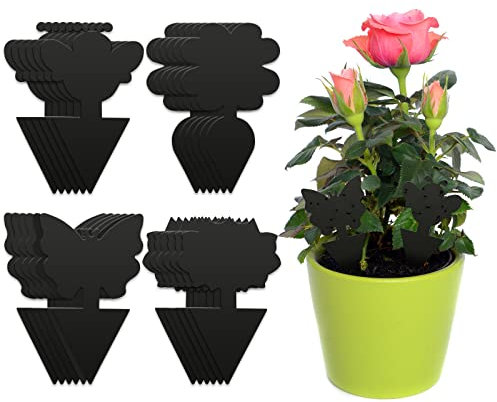 BBLIKE Trappola per Moscerini - 24 Pcs Anti Moscerini Piante in Casa Impermeabile, Insetticida Moscerini, Acchiappa Insetti Non Tossico Proteggere le Piante da Interno, Funziona Fino a 6 Mesi（Nero）