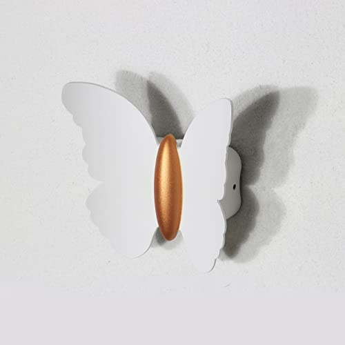 Moderne Wandleuchte weiß LED-Wandleuchte 6 W Schmetterlingsform aus Metall Beleuchtung warmweiß 3000 K für Schlafzimmer, Wohnzimmer, Treppen