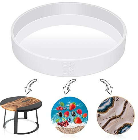 AIEX 35cm Runde Harzformen Ilikon, Große Silikonformen für Epoxidharz Epoxidharz Tisch Formen für River Coffee Desk Tischuhrform Charcuterie Board DIY Art Home Decoration