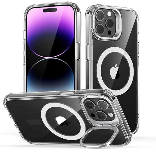ESR for iPhone 14 Pro Max Case, Compatible with MagSafe, Built-in Stash Stand Clear Phone Case for iPhone 14 Pro Max, Military-Grade Protection, Magnetic Phone Case, Classic Series,Clear