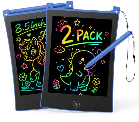 TEKFUN 2Pack Tableta de Escritura LCD 8,5 Pulgadas, Tablero de Dibujo Electrónico, Pizarra Infantil Juguetes Regalo Cumpleaños para Niñas y Niños de 3 4 5 6 7 Años Regalos para Niños (2*Azul)