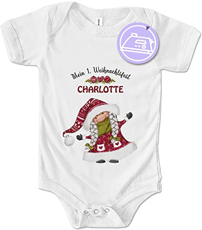 Feenstaub Das Erste Weihnachten Bügelbild Weihnachtsgnom Wichtel personalisiert mit Name Geschenk für Nikolaus, Bügelbild, Aufbügler Weihnachten, Weihnachtsmotive zum Aufbügeln