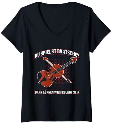 Damen Bratsche Spielen Viola Musik Bratschist Orchester Violist T-Shirt mit V-Ausschnitt