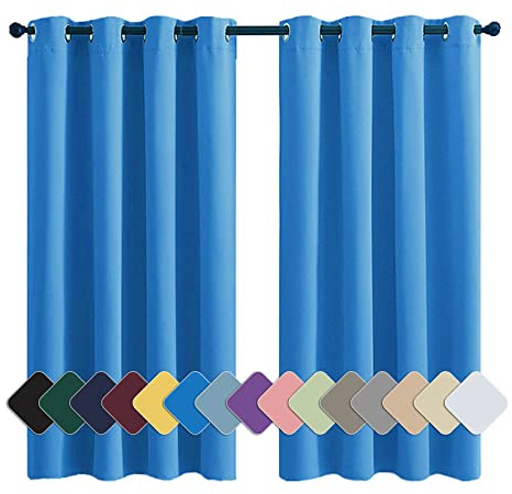 MENGH Gardiner ogenomskinliga gardiner öljetter sjal gardin ogenomskinlig brusreducering lätt att applicera, för vardagsrum dekorativ blå 1 styck, 120 x 100 cm (H x B):